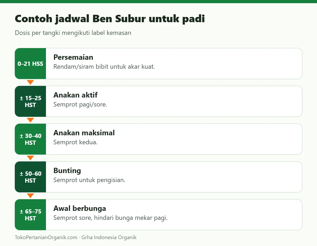Contoh jadwal Ben Subur untuk padi