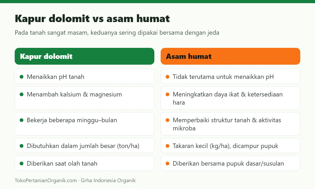 Kapur dolomit vs asam humat